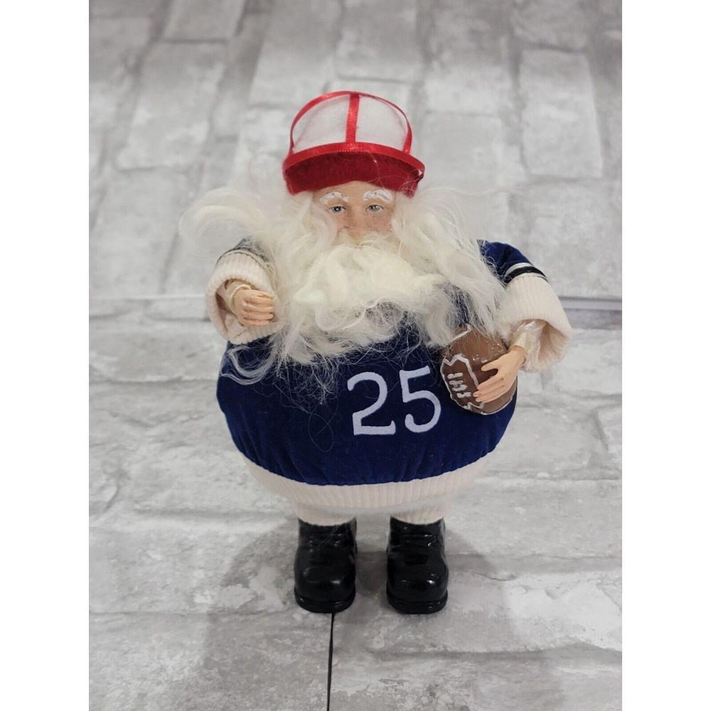 Football Theme Christmas Ornament Santa Claus Sports Blue Sweater 14" Round‎